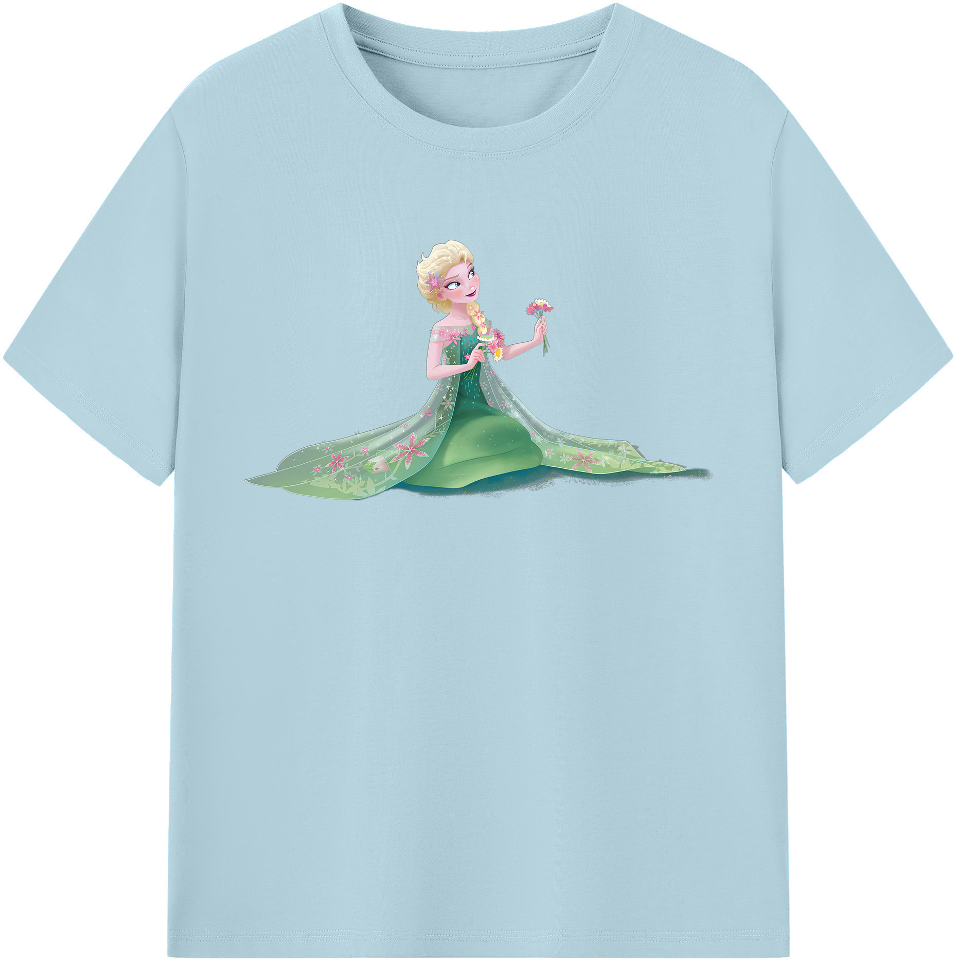 （画像用） アナと雪の女王 アンナ エルサ Frozen Anna Elsa 綿100％半袖Tシャツ（フロントプリント）